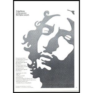 1976 Bob Dylan Hard Rain NBC TV Concert Craig Stereo Vintage Print Ad Wall Art